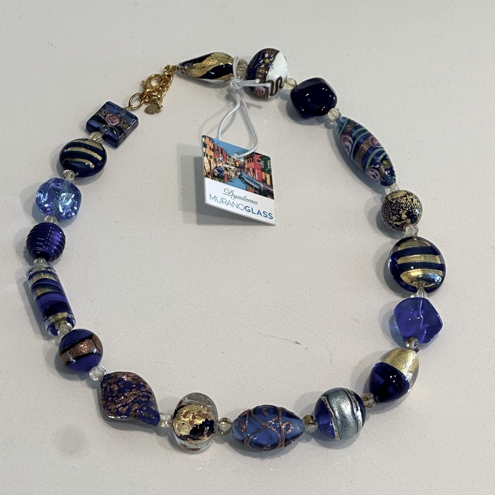 Murano Glass Blue Gold Necklace